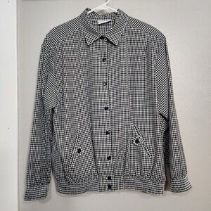 Alfred Dunner Jacket Women's Size 14 Vintage '80s Gingham Black & White